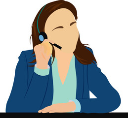 Telemarketer. Telefonista atendiendo una consulta, fondo transparente