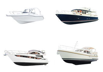Motor Boat, Pleasure Yacht Isolated on white Background. Boats, Ship, Motorboat, High Resolution