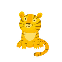 Fototapeta na wymiar Cute tiger cartoon. Tiger is symbol of 2022 New year