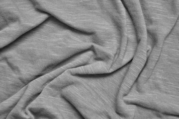 Gray Fabric Texture, Crumpled Cloth Background.
