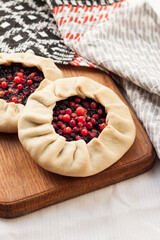 Lenten berry galette on a wooden board