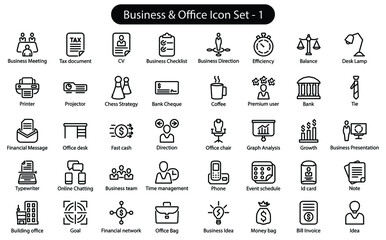Business & Office 1 Line Icon Set
