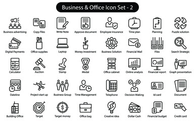 Business & Office 2 Line Icon Set