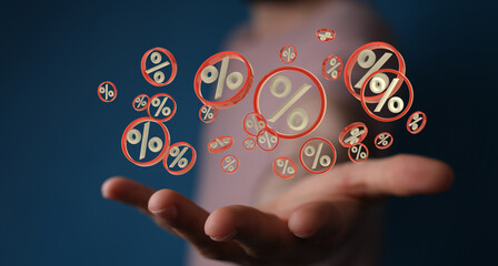 Blurred sale background percent 3d