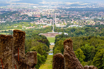 Kassel, Ansicht aus dem Bergpark Wilhelmshöhe, 21.07.2021.