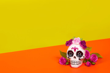 Day of the dead, Dia De Los Muertos, Halloween Celebration Background With sugar Skull, calaverita,...