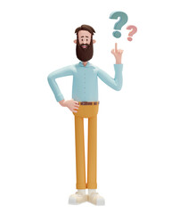 jeune cadre hipster cheveux court longue barbe chemise bleu et pantalon beige