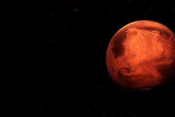 Planet Mars on a dark background. Elements of this image were furnished by NASA.