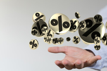  touching sales icons with a as 3D rendering