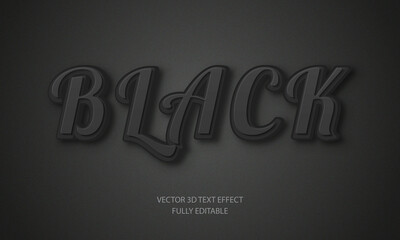 Editable 3d text effect design with letter black in matte color in vector 