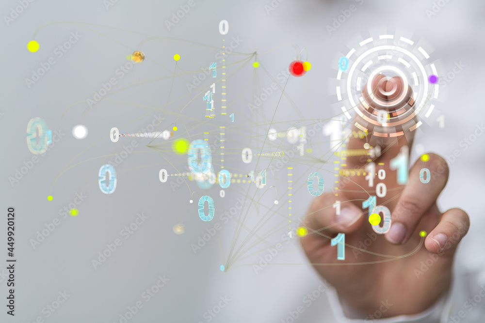 Poster Technology background. Big data concept. Binary