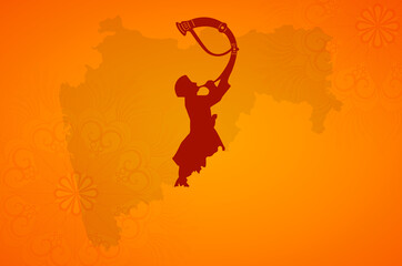 Obraz na płótnie Canvas Maharashtra Tutari Man with Map Vector illustration