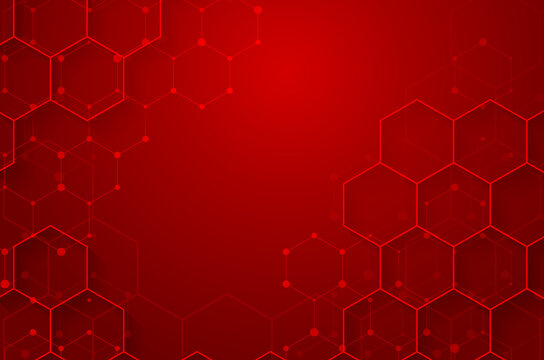 Red hexagonal and healthcare banner design
