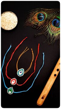Rakhi or ornament on black background