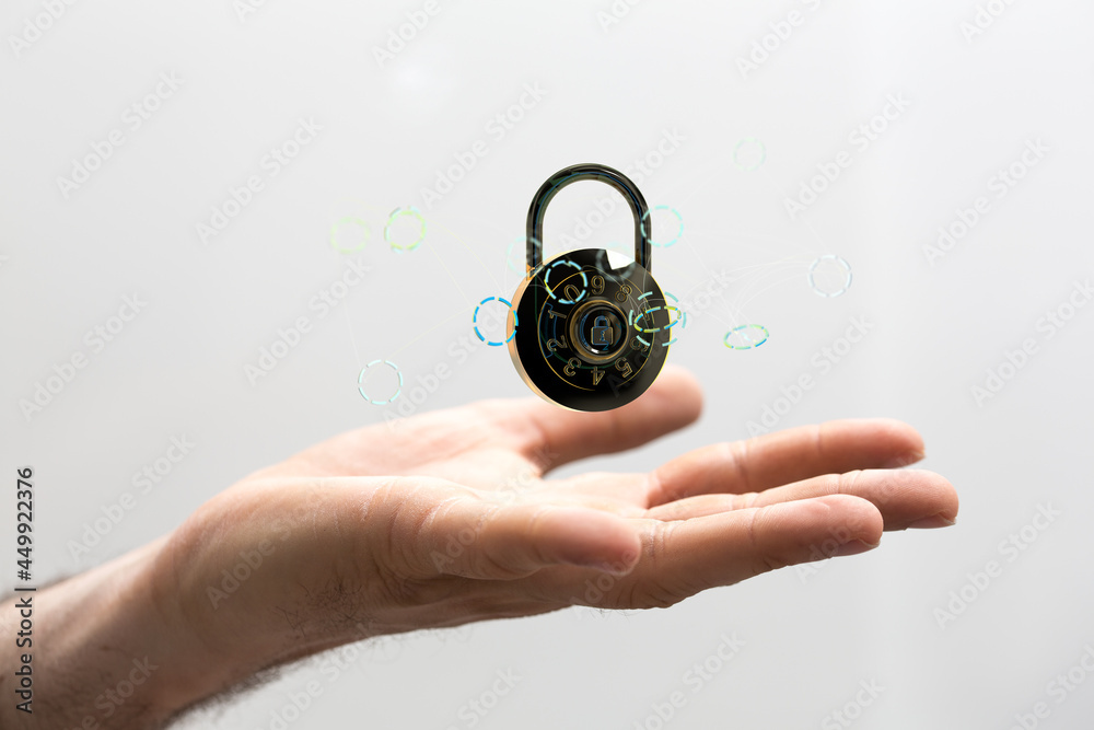 Aufkleber cybersecurity and information or network protection. future technology