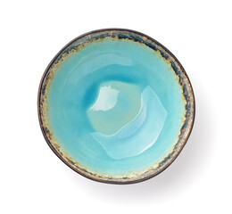 Top view of empty vintage ceramic bowl