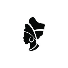 Beautiful African female character silhouette logo design