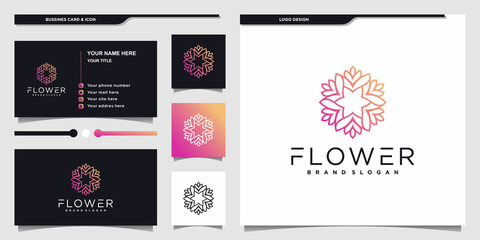 Flower beauty logo and business card design for beauty salon Premium Vector