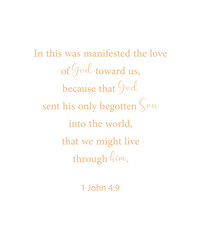 In this was manifested the love of God toward us, 1 John 4:9, bible verse poster, christian wall decor, scripture wall print, Home wall decor, cute banner, Minimalist Print, vector illustration