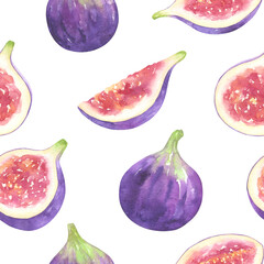 Fig Watercolor Seamless Pattern