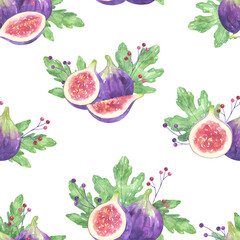 Fig Watercolor Seamless Pattern