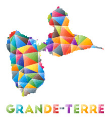 Grande-Terre - colorful low poly island shape. Multicolor geometric triangles. Modern trendy design. Vector illustration.
