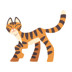 Fototapeta na wymiar Tiger Character with Orange Fur and Black Stripes Walking Vector Illustration