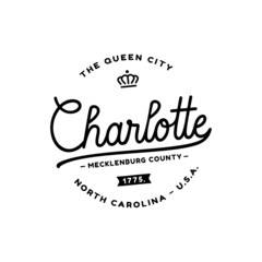 Charlotte. The Queen City. Vector and Illustration. - obrazy, fototapety, plakaty