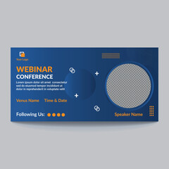 Conference webinar or social media post template concept design. online marketing promotion banner.

