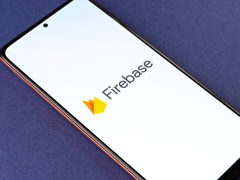 Assam, india - May 29, 2021 : Google Firebase logo on phone screen stock image.