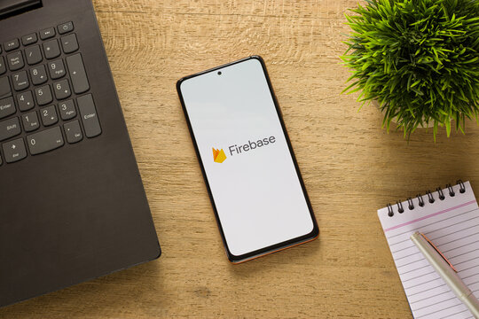 Assam, india - May 29, 2021 : Google Firebase logo on phone screen stock image.