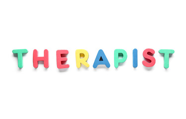 Word THERAPIST on white background