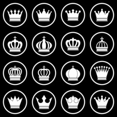 crown icon set vector sign symbol of king