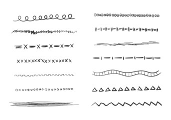 Obraz premium Set of wavy hand drawn horizontal lines.