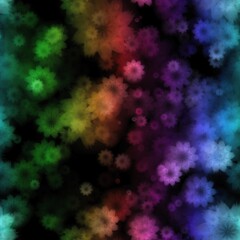 Seamless abstract black rainbow gradient background flowers