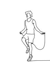 One continuous line drawing, jumping rope