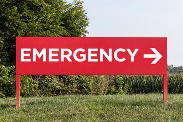 Emergency Entrance Sign for a Local Hospital in alert red.