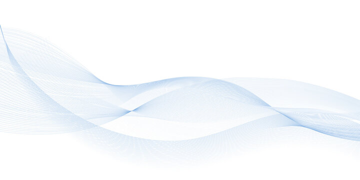 Blue air wave. Undulate wave lines with smooth color flow and synergy blend effect. Swoosh swirl, design element, isolated abstract curves on white background. Vector illustration. © Amarylle
