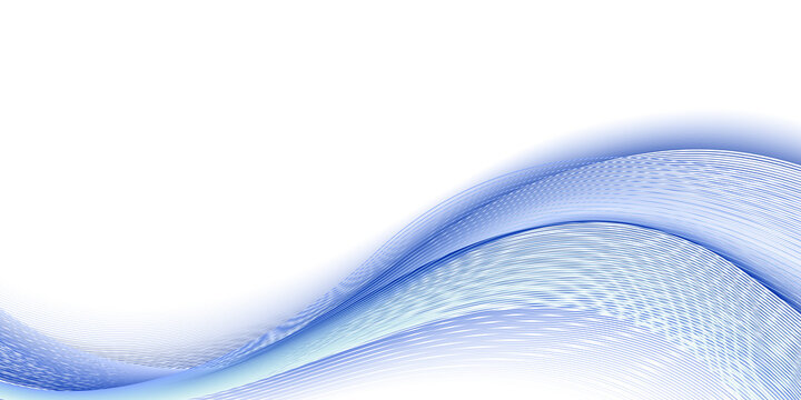 Blue decorative sea wave, abstract background design. Air wavy swirl, smooth color flow. Vector illustration