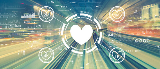 Get more likes concept with high speed motion blur