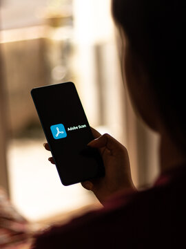 Assam, india - July 5, 2020 : Adobe scan a pdf scanner app.