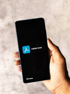 Assam, india - July 5, 2020 : Adobe scan a pdf scanner app.