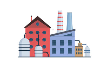 Obraz premium Set of factory industry buildings, flat icons.