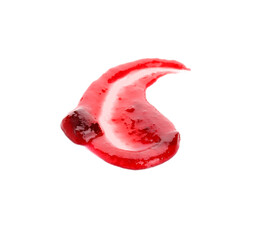 Tasty cherry jam on white background