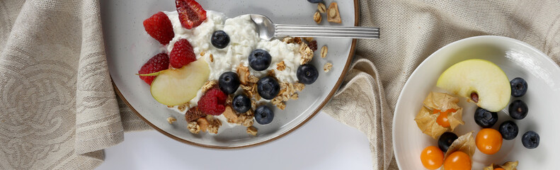 Healthy breakfast top view
