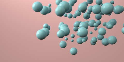 3D render of flying scattered spheres