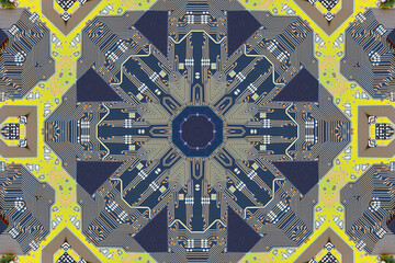 Electronic circuit board close up, abstract background