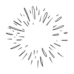Obraz premium Sunburst doodle illustration. Star burst hand drawn linear explosion. Handmade Design elements.