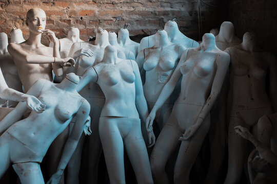 many display model mannequins in warehouse