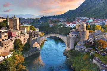 Photo sur Plexiglas Stari Most Pont historique de Mostar connu également sous le nom de Stari Most ou Vieux Pont à Mostar, Bosnie-Herzégovine